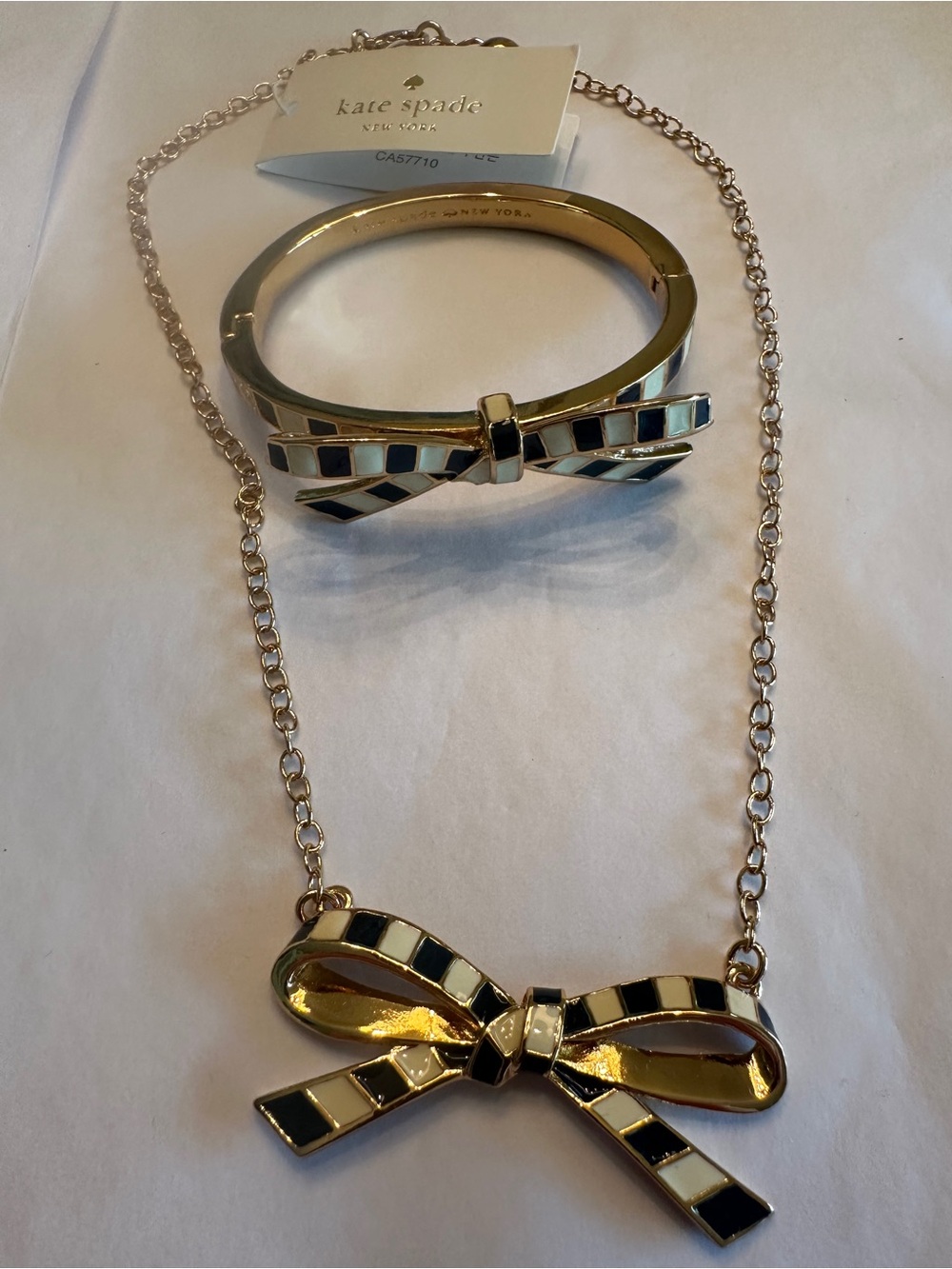 kate spade Gold Bow Necklace and Bracelet Set
